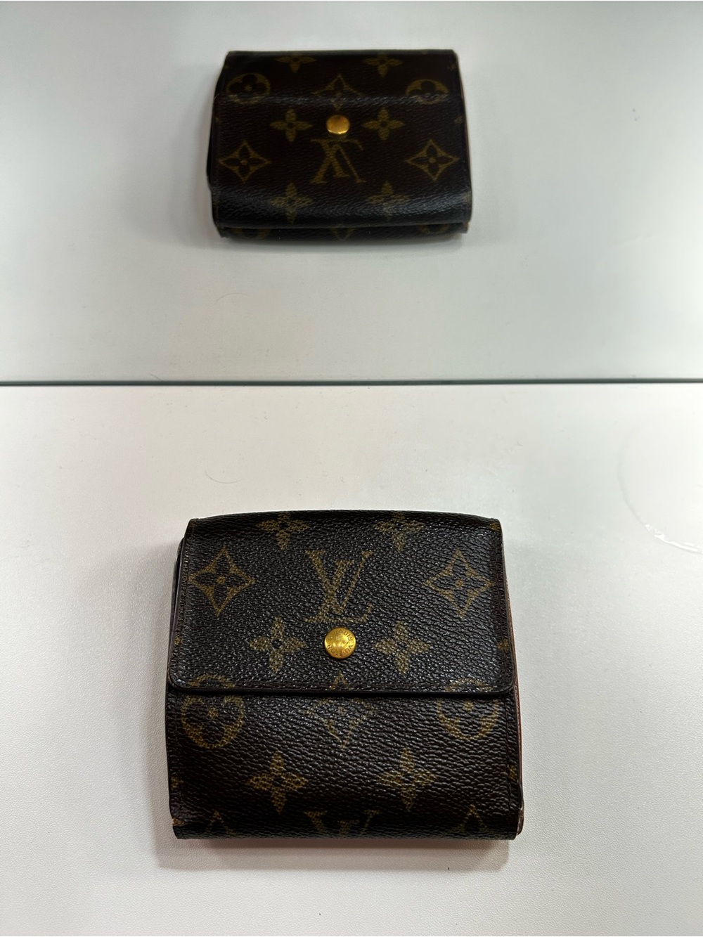 Louis Vuitton Monogram Canvas Compact Card Holder in Brown and Gold
